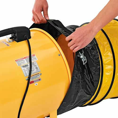 Global Industrial 8" Portable Blower Fan, 32' Flexible Duct, 2 Speed, 570 CFM, 1/8 HP - Image 2