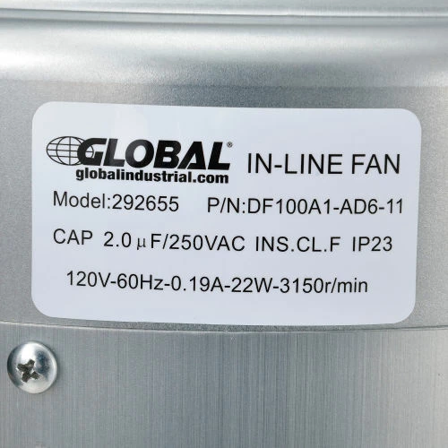 Global Industrial 4" Galvanized Steel Inline Duct Fan W/ Energy Star Rating - Image 5