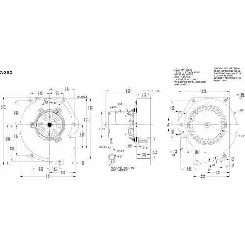 Fasco 3.3" Shaded Pole Draft Inducer Blower, A080, 115 Volts 3000 RPM