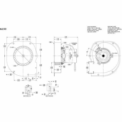 Fasco 3.3" Shaded Pole Draft Inducer Blower, A150, 208-230 Volts 3000 RPM