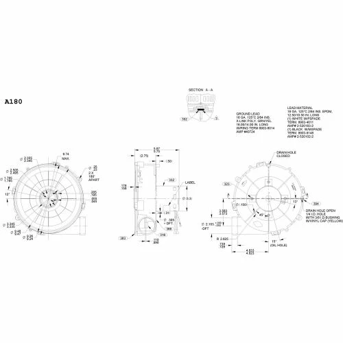 Fasco 3.3" Shaded Pole Draft Inducer Blower, A180, 115 Volts 3400 RPM