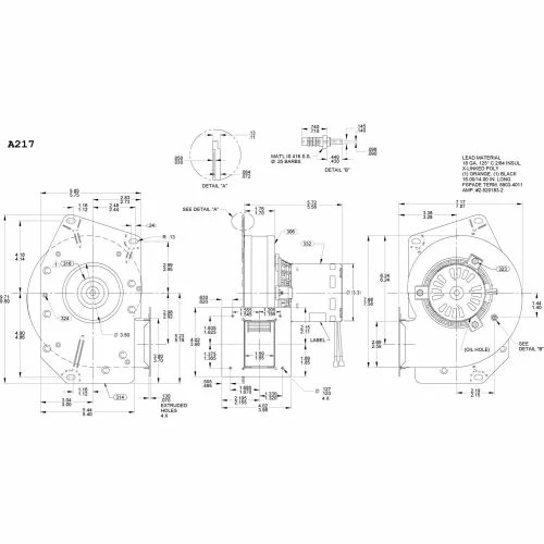 Fasco Shaded Pole Draft Inducer Blower, A217, 230 Volts 3000 RPM