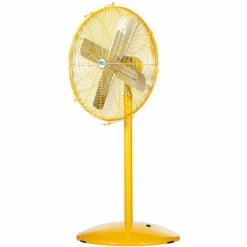 Airmaster Fan DJ-PF24-2SPH-DC 24 Inch Pedestal Fan, Yellow 1/3 HP 5280 CFM, Non-Oscillating