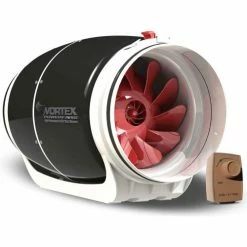 Vortex Powerfan 8'' S-Line In-Line Duct Fan S-800-D - 711 CFM with Dial-A-Temp Speed Control Kit