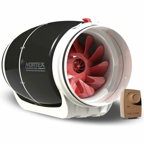 Vortex Powerfan 8'' S-Line In-Line Duct Fan S-800-D - 711 CFM with Dial-A-Temp Speed Control Kit