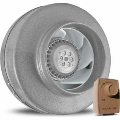 Vortex Powerfan 6''L In-Line Duct Fan VTX600L-D - 293 CFM with Dial-A-Temp Speed Control Kit