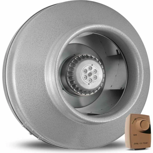 Vortex Powerfan 8''L In-Line Duct Fan VTX800L-D - 651 CFM with Dial-A-Temp Speed Control Kit