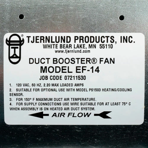 Tjernlund EF-14 Duct Booster Fan - 1200 CFM - Image 5