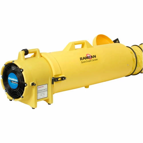 Ramfan 8" Confined Space Blower UB20 12V - Canister and 15' Duct 1/4 HP 862 CFM