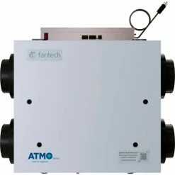 Fantech ATMO 150E Fresh Air Appliance, 6" Side Duct Connection ERV, 168 Watts, 161 CFM, Steel