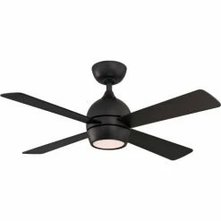 Fanimation Kwad - 44 inch - Black with Black Blades and LED Light Kit