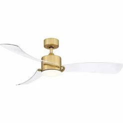 Fanimation SculptAire - 52 inch - Brushed Satin Brass with Clear Blades and LED Light