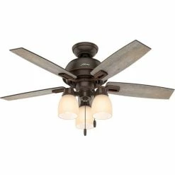 Hunter Fan 44" Donegan Ceiling Fan with Three Lights 52228 - Onyx Bengal
