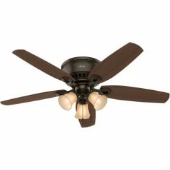 Hunter Fan 52" Builder Low Profile Ceiling Fan with Three Lights 53327 - New Bronze