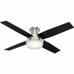 Hunter Fan 52" Dempsey Low Profile Ceiling Fan with Light and Handheld Remote 59241 - Brushed Nickel