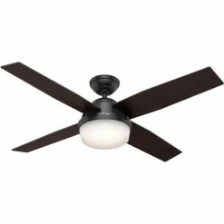 Hunter Fan 52" Dempsey Damp Ceiling Fan with Light and Handheld Remote 59251 - Matte Black