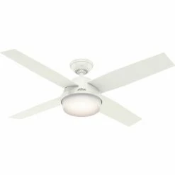 Hunter Fan 52" Dempsey Damp Ceiling Fan with Light and Handheld Remote 59252 - Fresh White
