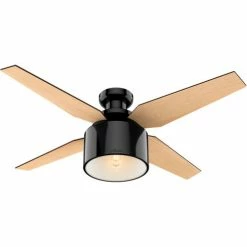 Hunter Fan 52" Cranbrook Low Profile Ceiling Fan with Light and Handheld Remote 59259 - Gloss Black
