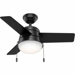 Hunter Fan 36" Aker Ceiling Fan with Light 59302 - Matte Black