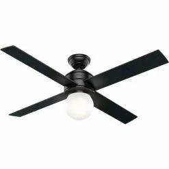 Hunter Fan 52" Hepburn Ceiling Fan with Light and Wall Control 59321 - Matte Black