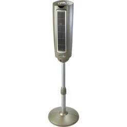 Lasko 2535 52" Space-Saving Oscillating Pedestal Tower Fan with Remote Control, 110V, Metallic