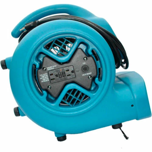 XPOWER Stackable Air Mover With GFCI Outlet For Daisy Chain, 3 Speed, 1/3 HP, 2400 CFM, Blue - Image 4