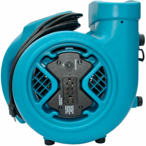 XPOWER Stackable Air Mover With GFCI Outlet For Daisy Chain, 3 Speed, 1/3 HP, 2400 CFM, Blue - Image 6