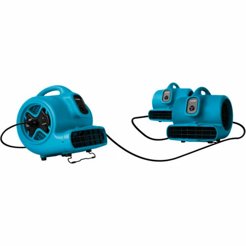 XPOWER Stackable Air Mover With GFCI Outlet For Daisy Chain, 3 Speed, 1/3 HP, 2400 CFM, Blue - Image 8