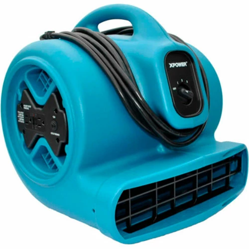 XPOWER Stackable Air Mover With GFCI Outlet For Daisy Chain, 3 Speed, 1/3 HP, 2400 CFM, Blue - Image 9